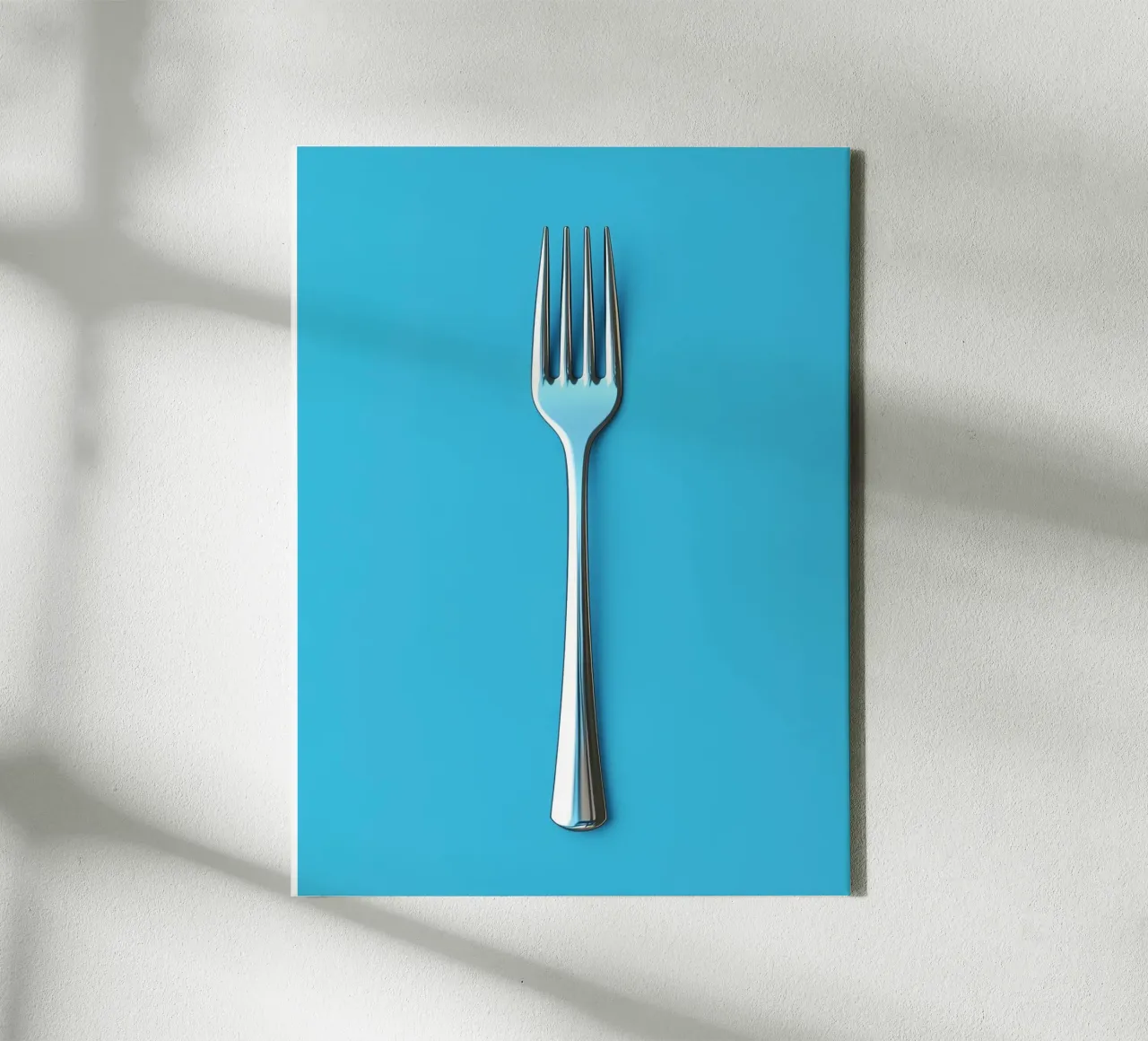 Forchetta d'argento su sfondo blu tela con Cornice a cassetta da Spice & Style