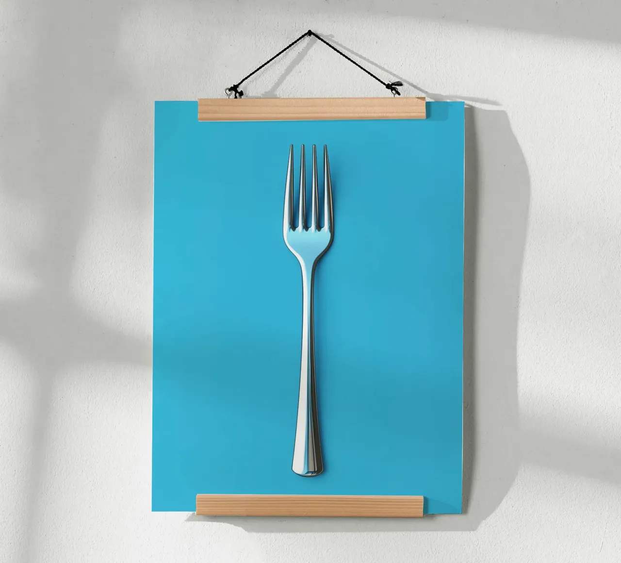 Forchetta d'argento su sfondo blu poster da Spice & Style