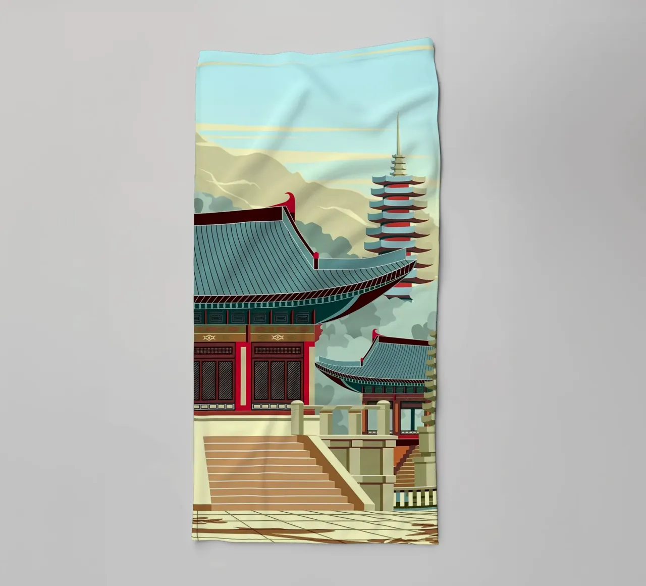 Vintage Japanese Village towel by Mikesell