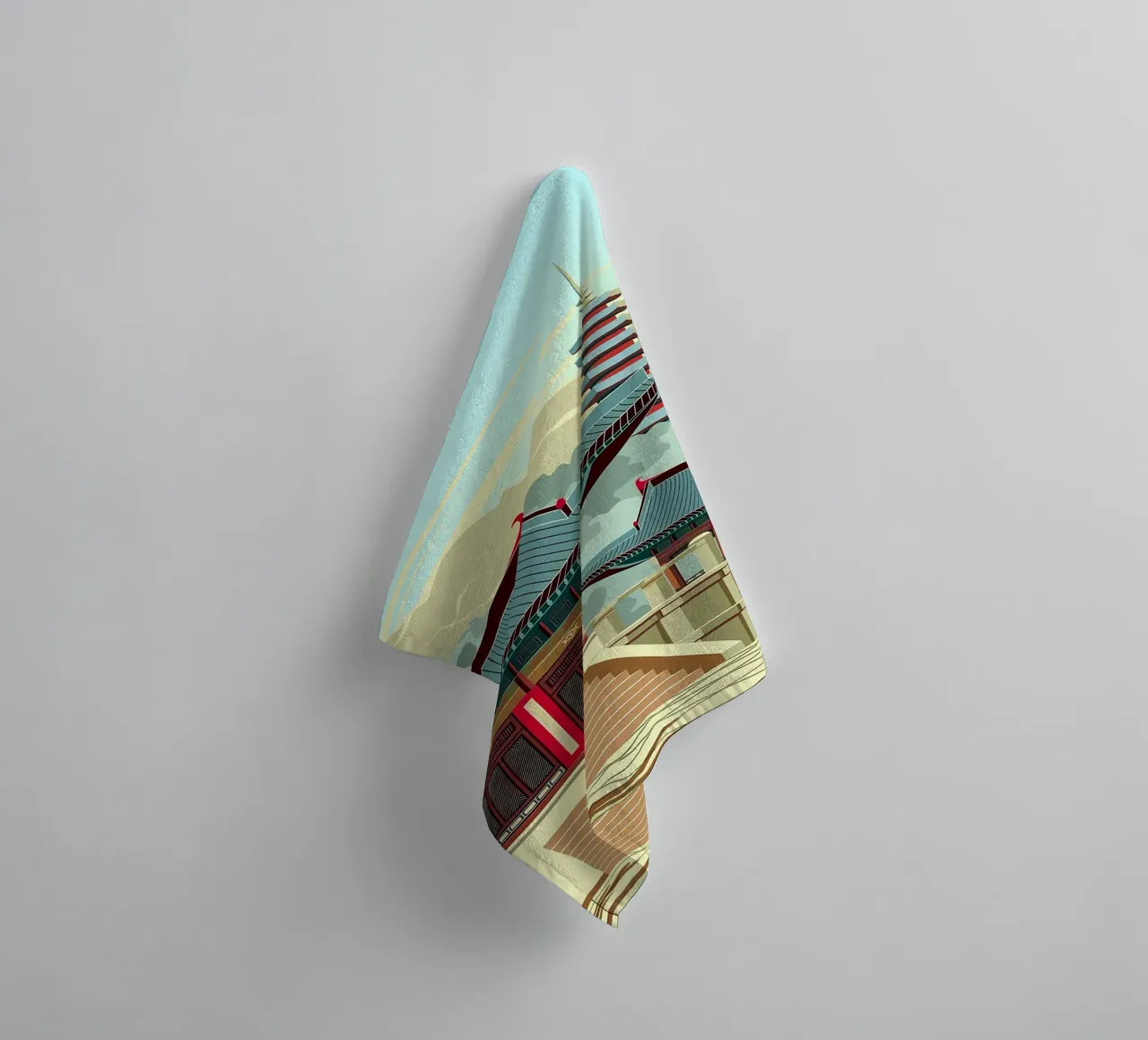 Vintage Japanese Village towel by Mikesell