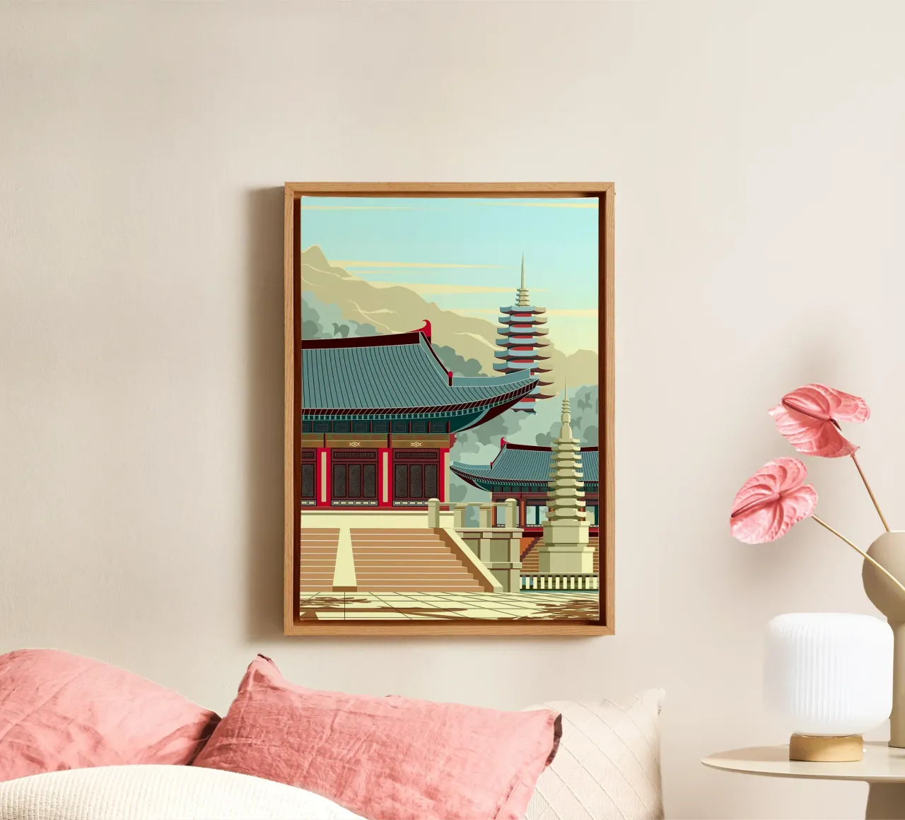 Japans dorp canvas met Baklijst van Mikesell