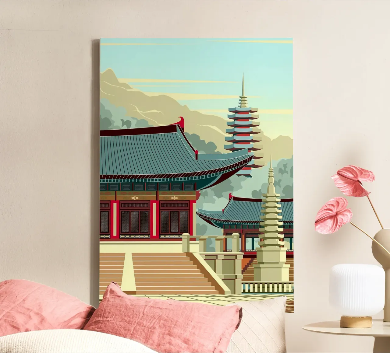 Japans dorp canvas met Baklijst van Mikesell
