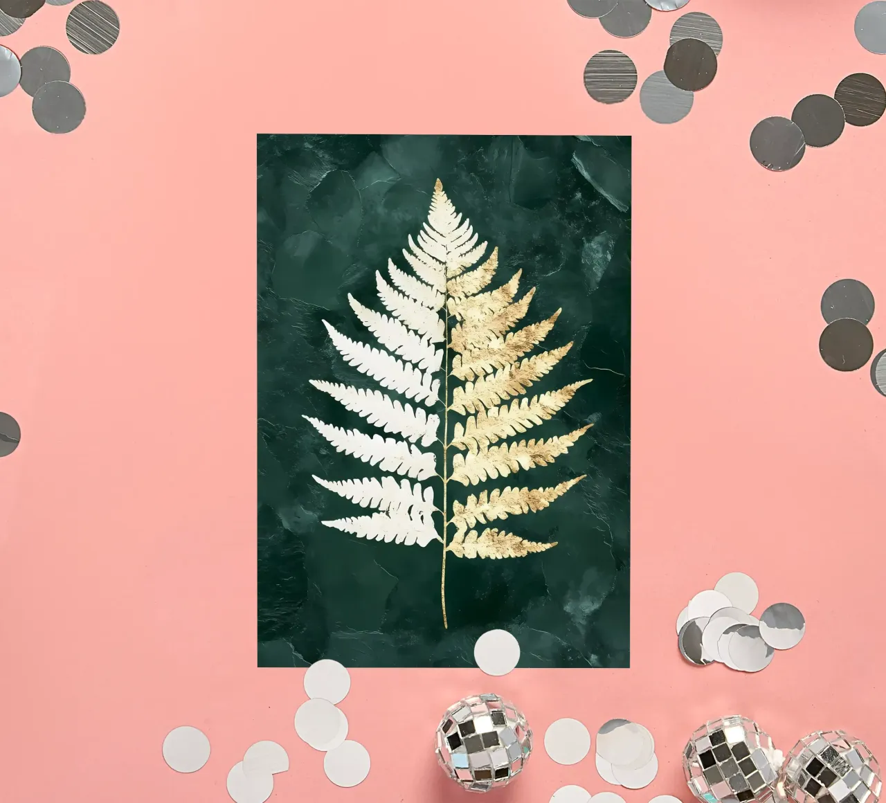 Gold White Fern Leaf sticker by Ginnery
