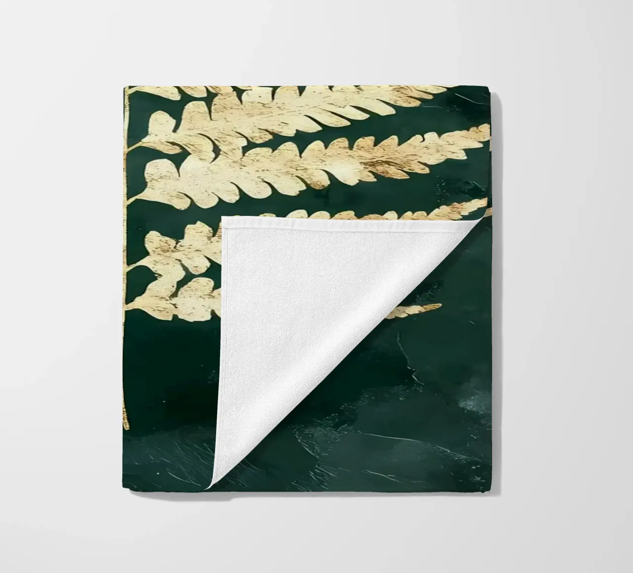 Gold White Fern Leaf beach towel by Ginnery
