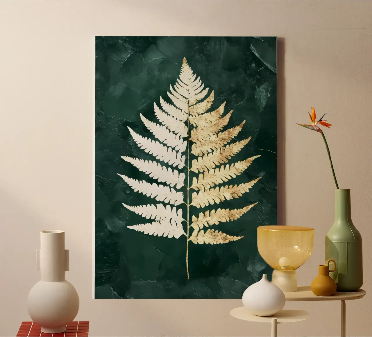 Goudwit varenblad canvas van Ginnery