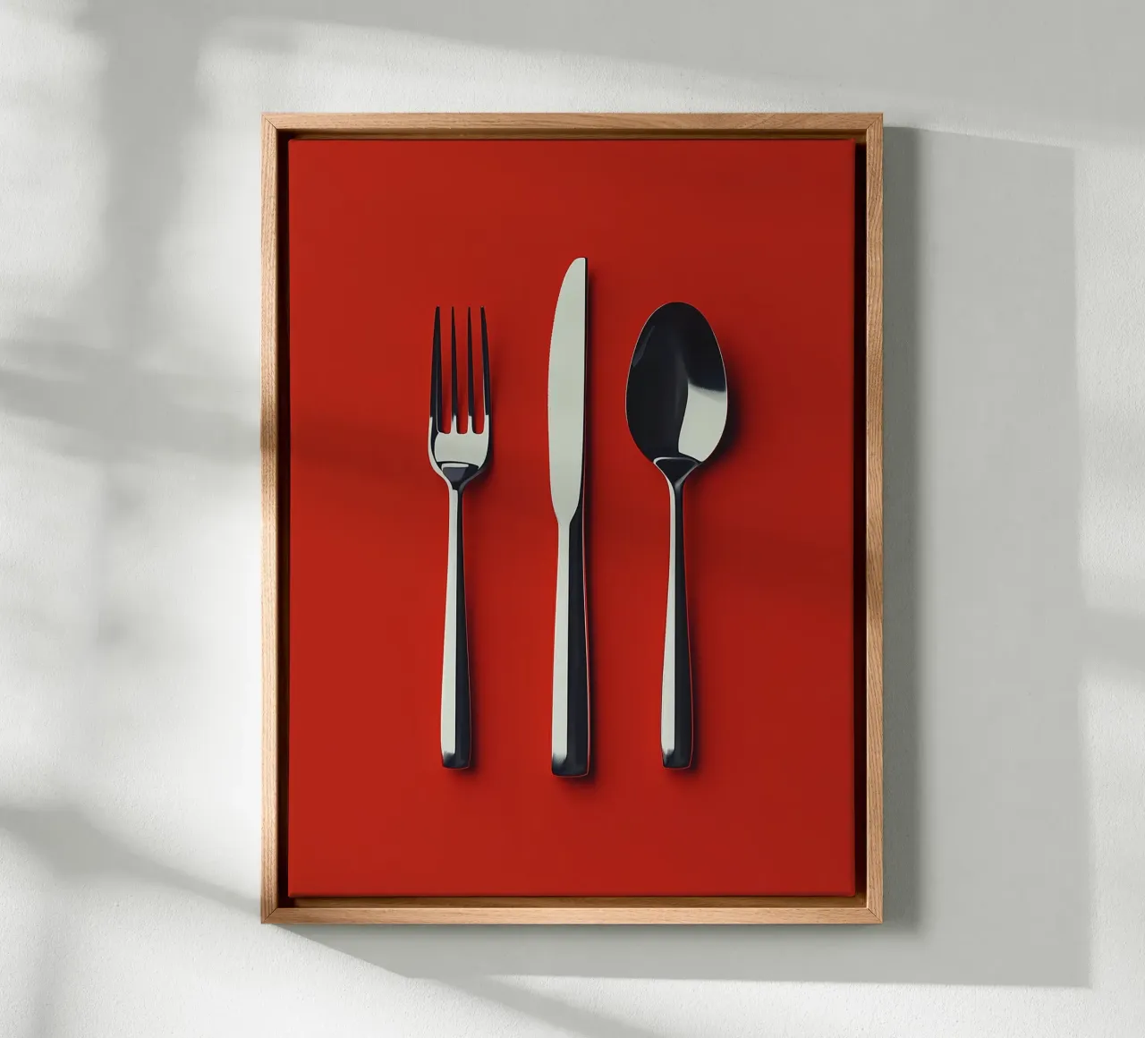 Posate d'argento su sfondo rosso tela da Spice & Style