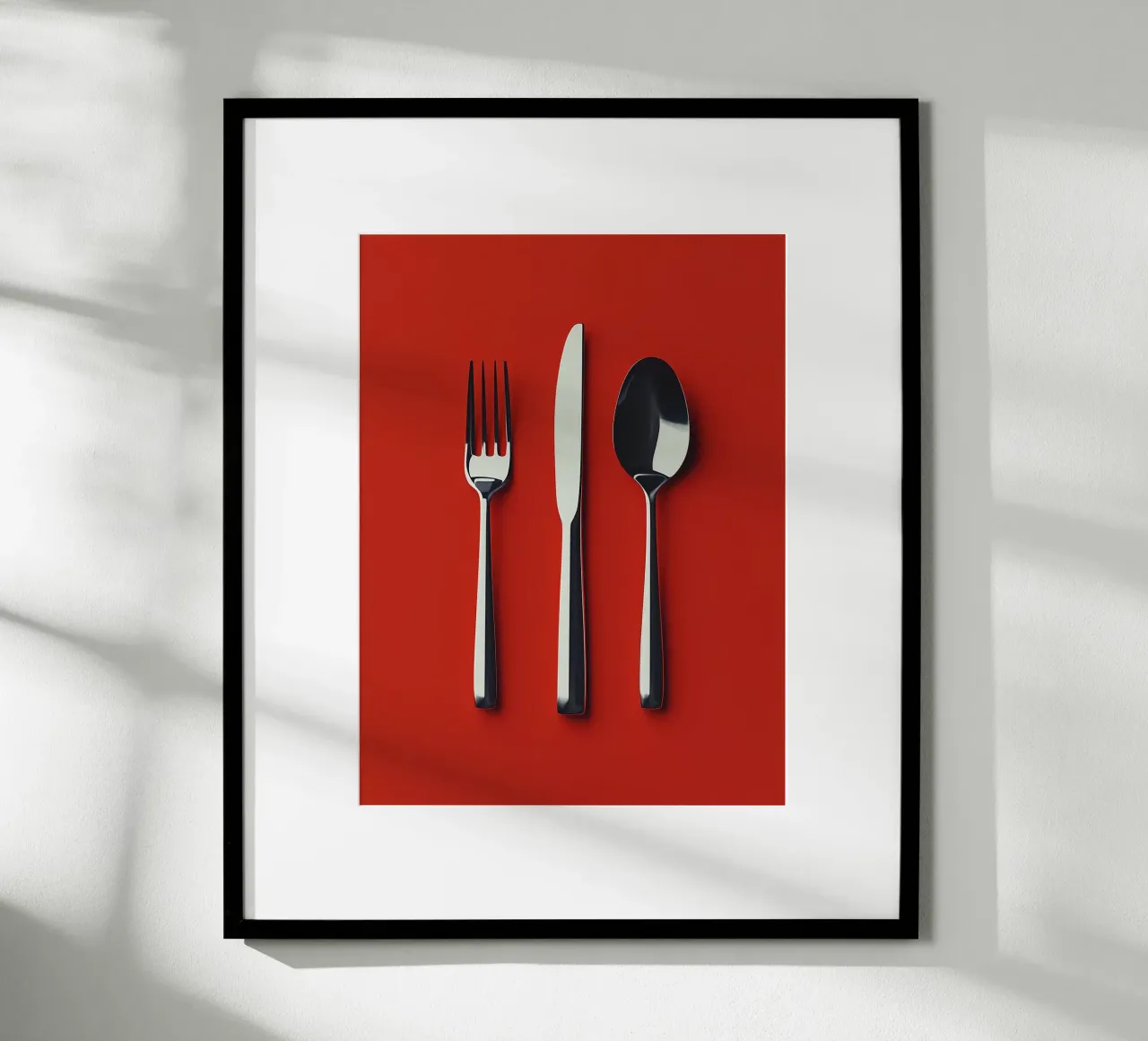 Posate d'argento su sfondo rosso carta hahnemühle da Spice & Style