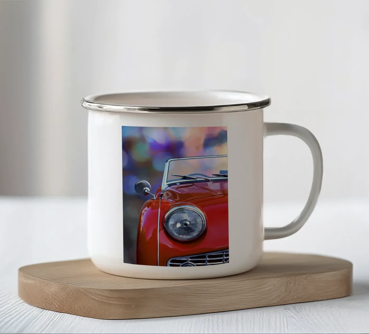 Vintage Classic Car Emaille Tasse von Delaplane