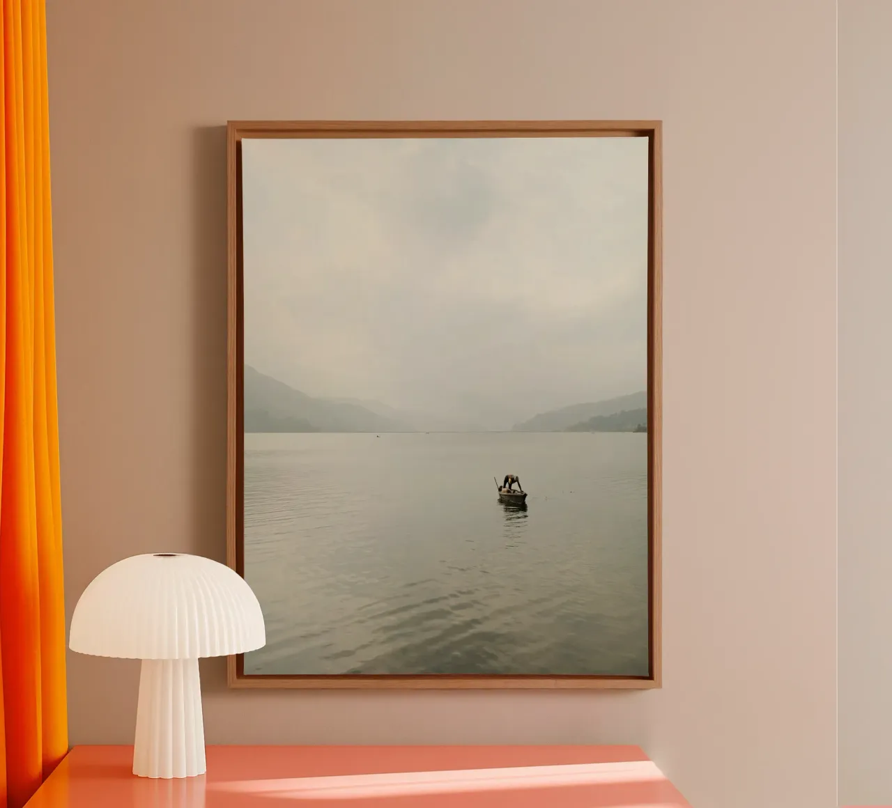 Solitude on Phewa Lake tela con Cornice a cassetta da FujiPrints