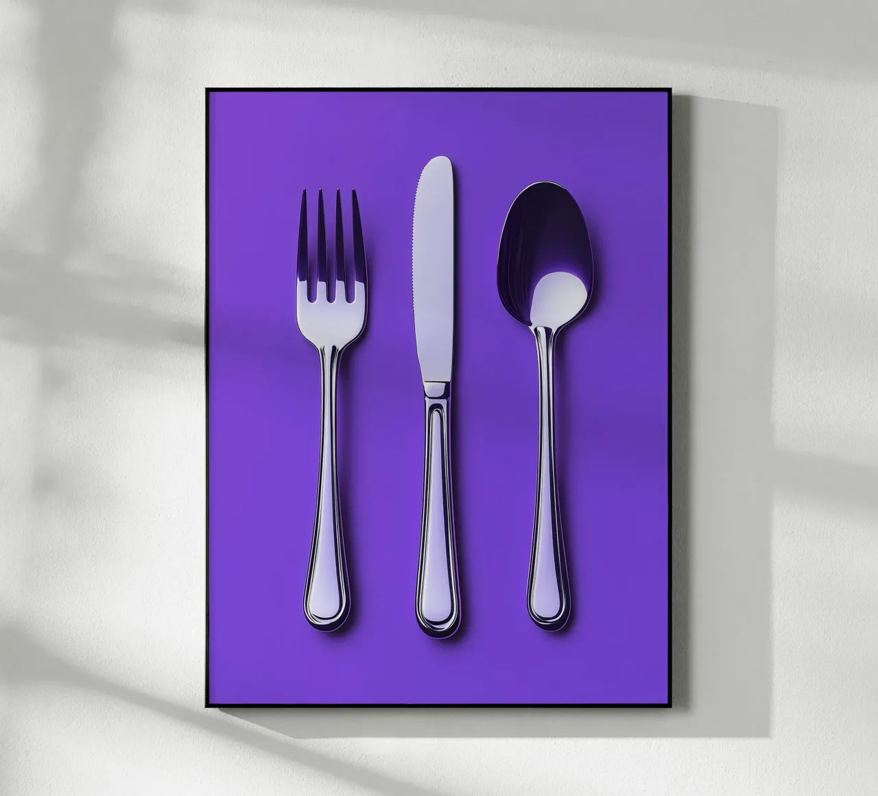 Posate d'argento su sfondo viola plexiglass da Spice & Style