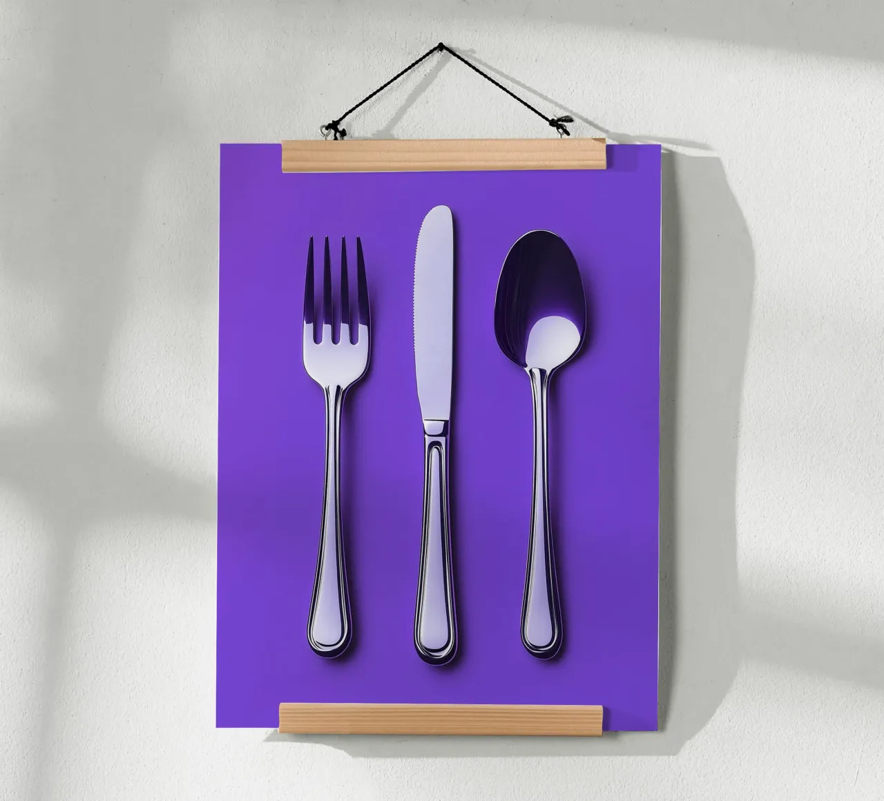Posate d'argento su sfondo viola carta hahnemühle da Spice & Style