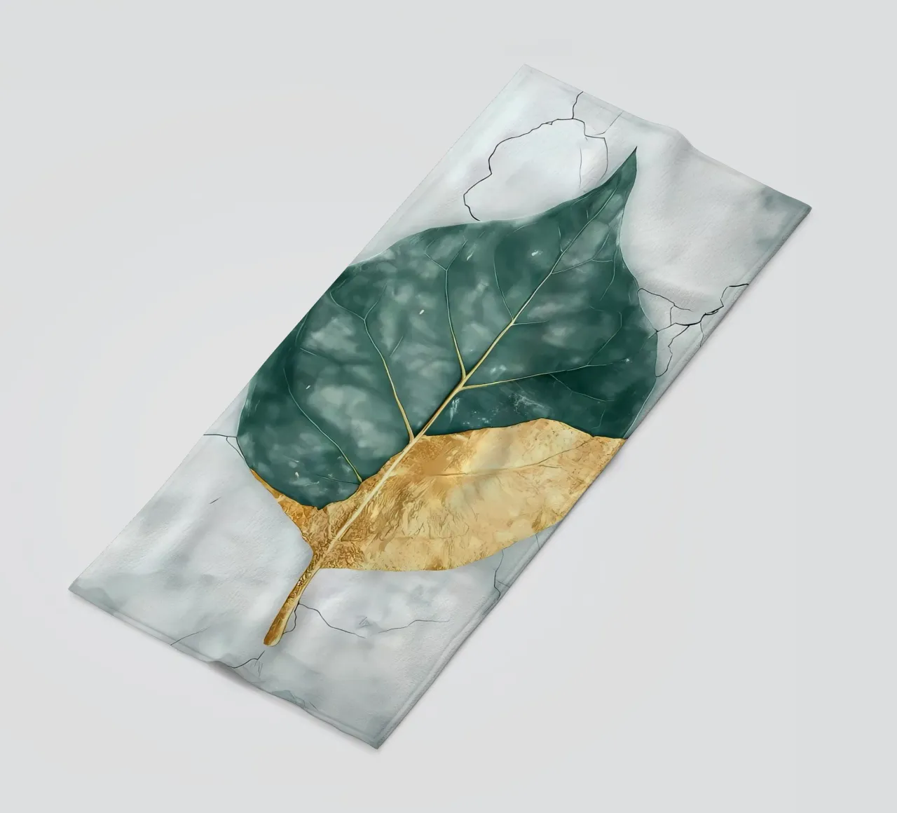 Foglia d'oro su marmo telo mare da Ginnery