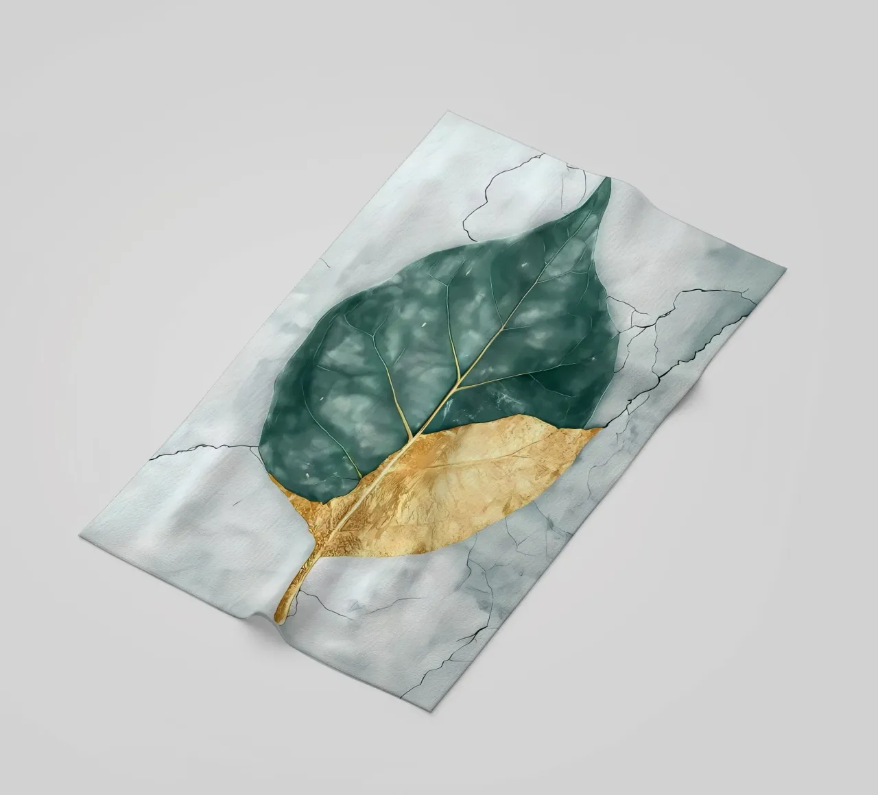 Foglia d'oro su marmo telo mare da Ginnery
