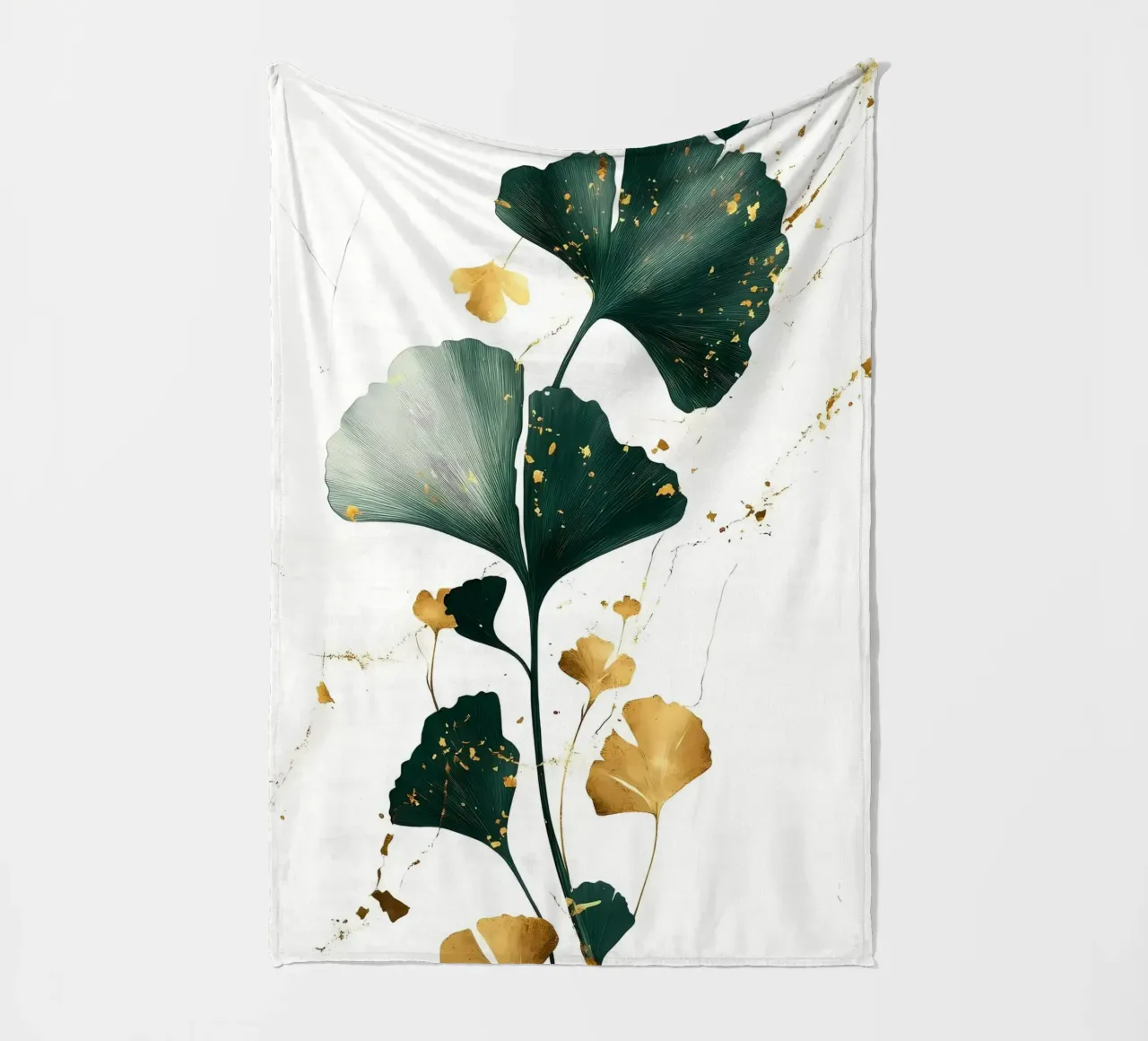 Foglie di ginkgo verde oro coperta in pile da Ginnery