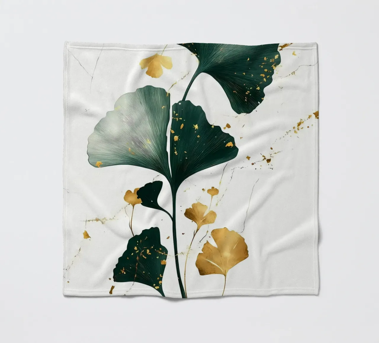 Foglie di ginkgo verde oro coperta in pile da Ginnery