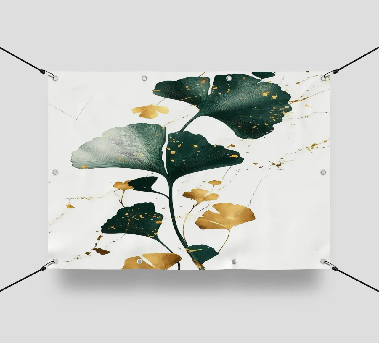 Foglie di ginkgo verde oro telo in pvc da Ginnery