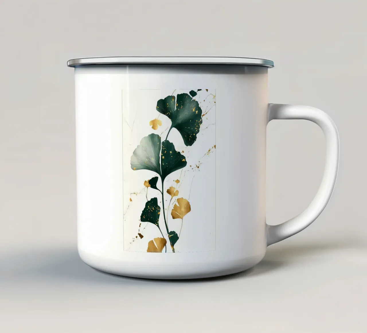 Foglie di ginkgo verde oro tazza in smalto da Ginnery