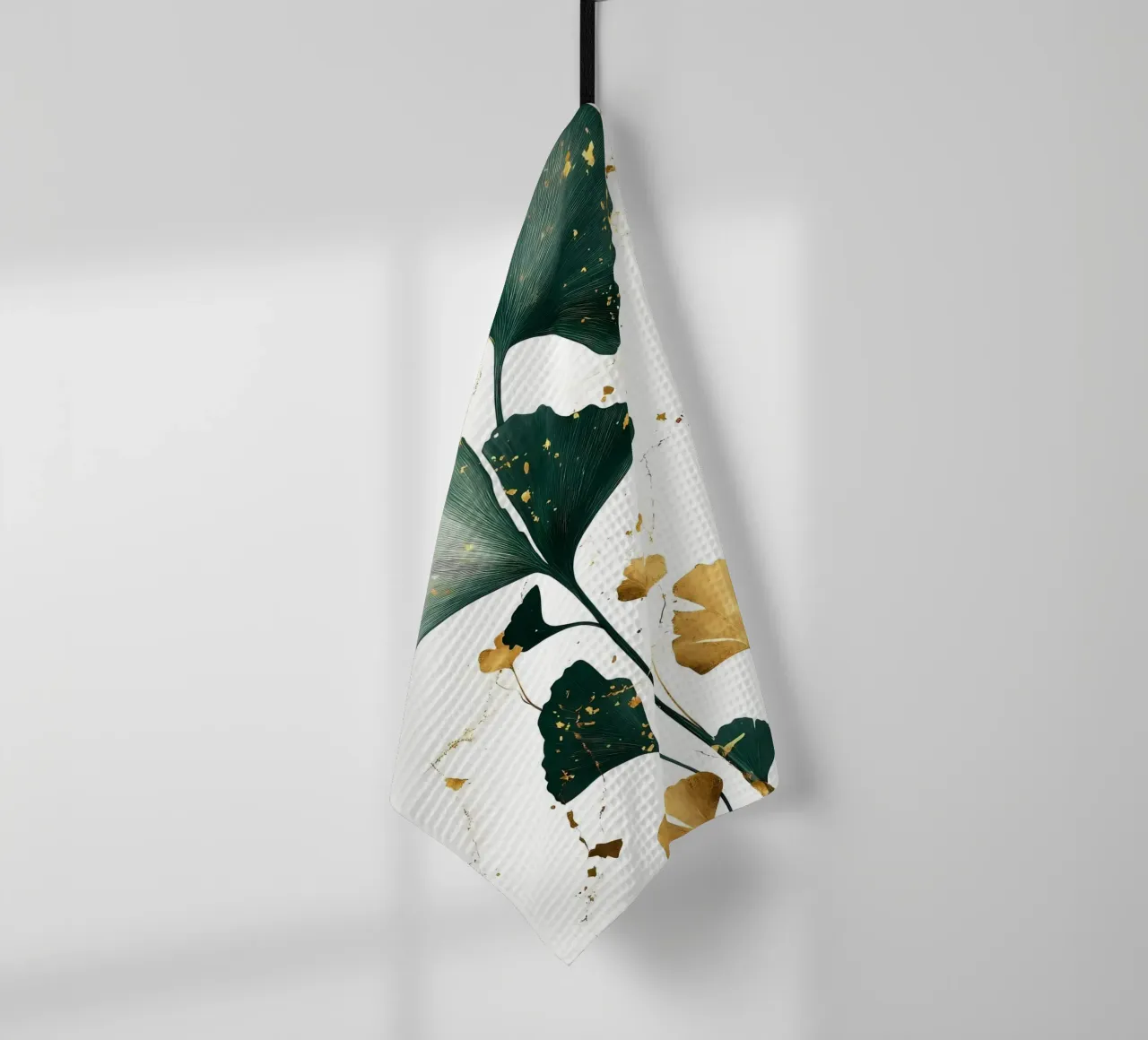 Foglie di ginkgo verde oro canovaccio da cucina da Ginnery