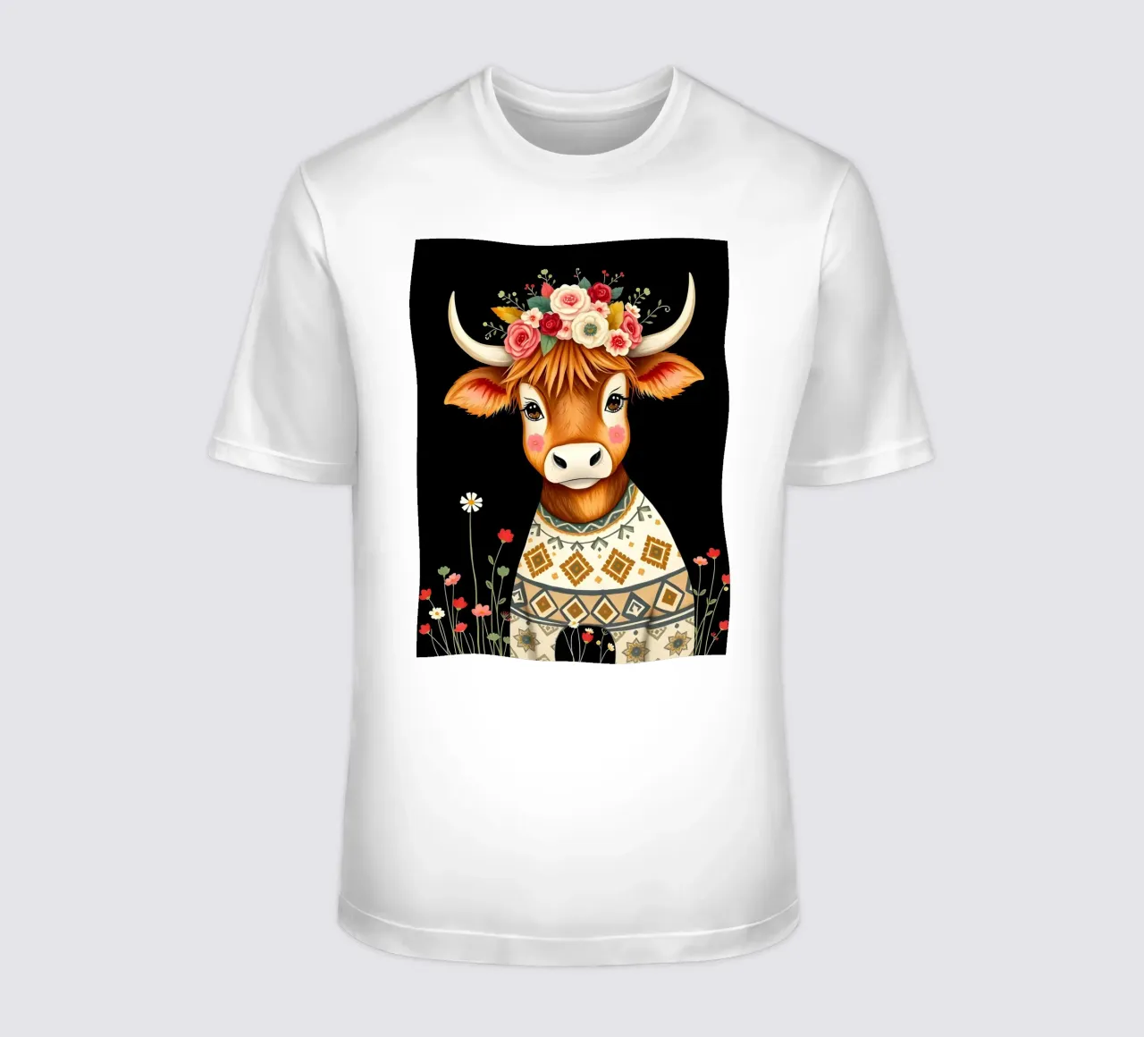 MUCCA HIGHLAND CON CORONA FLOREALE t-shirt da COLLEEN CRAFTS