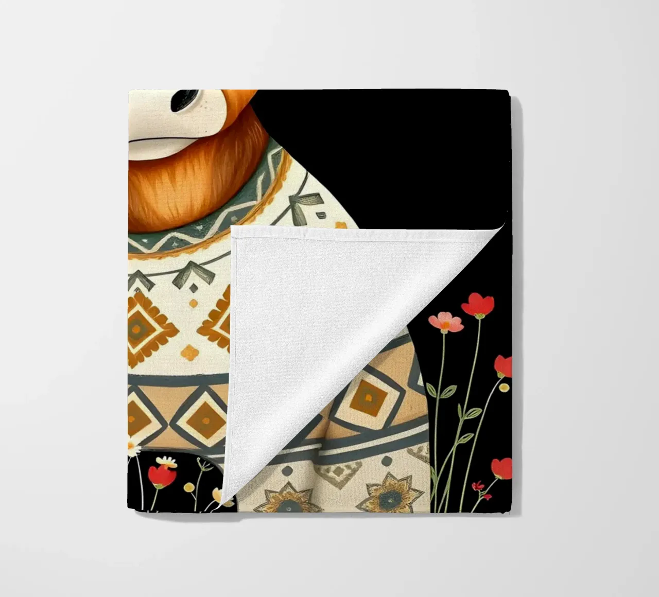 MUCCA HIGHLAND CON CORONA FLOREALE telo mare da COLLEEN CRAFTS