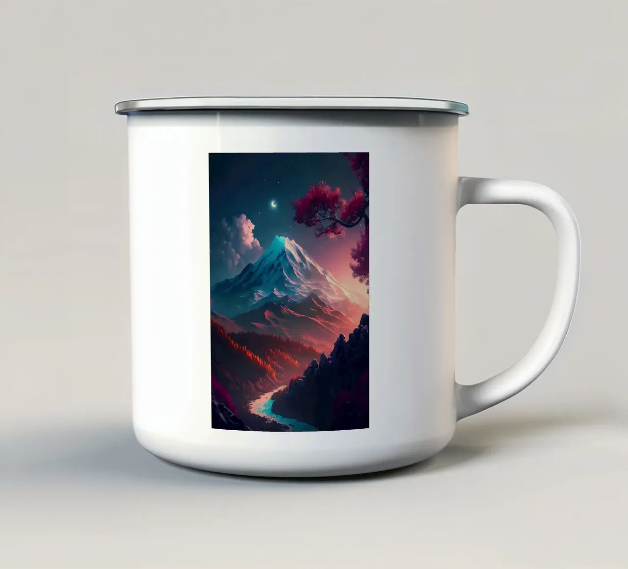 Paesaggio fantasy tazza in smalto da Mikesell