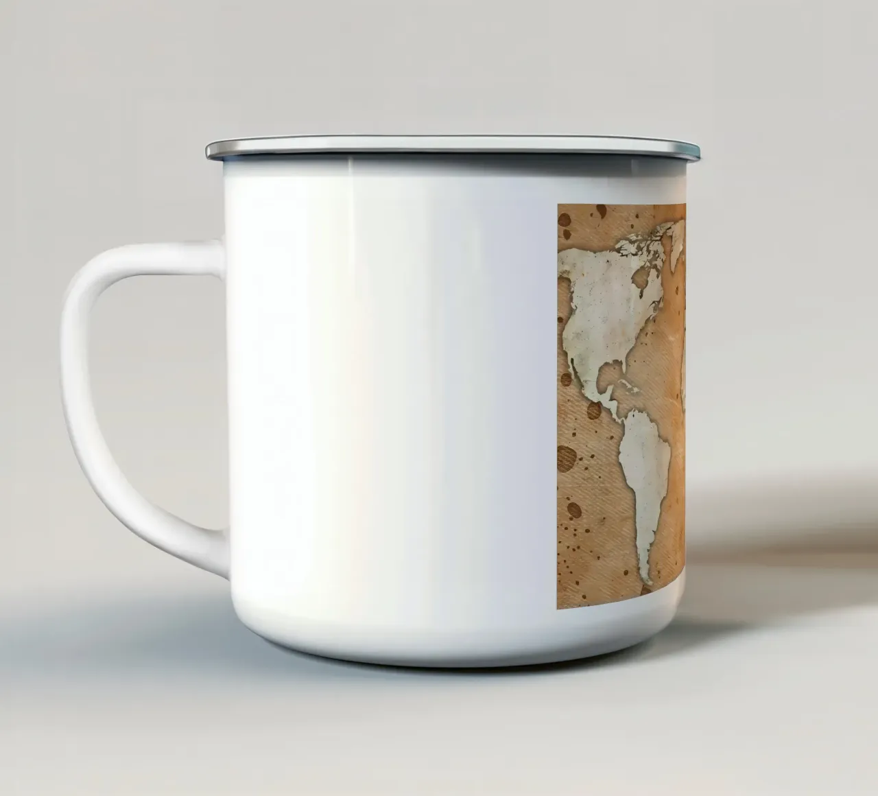 Mappa del mondo d'epoca tazza in smalto da Delaplane