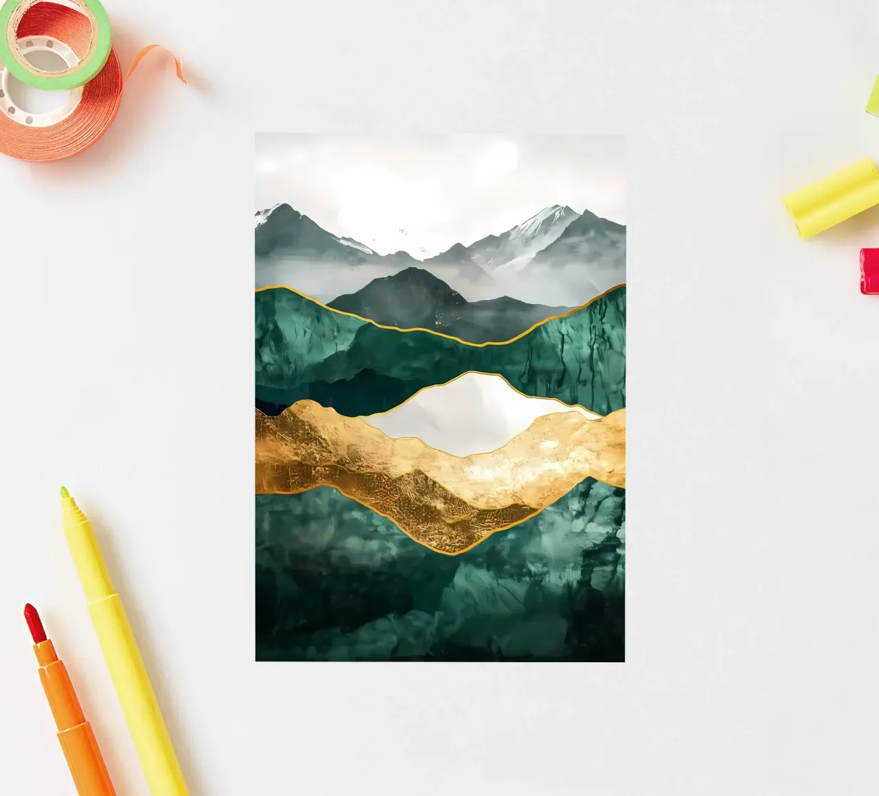 Paysage abstrait de montagne autocollant de Ginnery