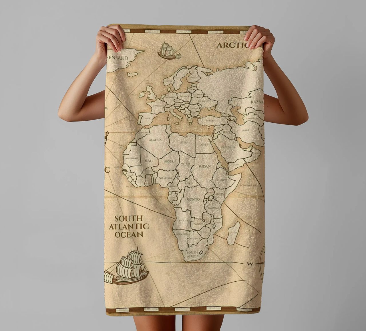 Vintage Map of the World towel by Delaplane