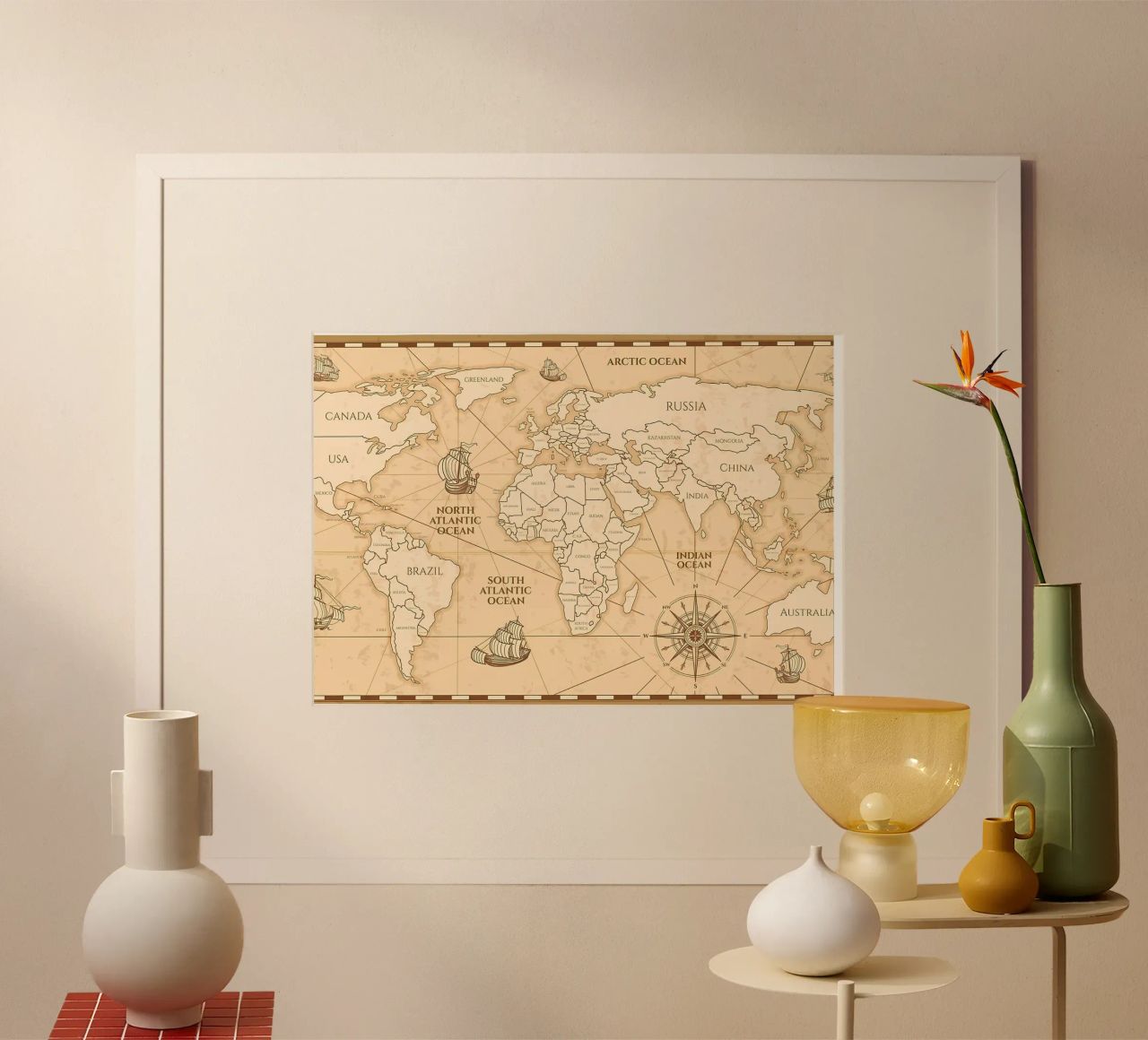 Vintage Map of the World poster by Delaplane