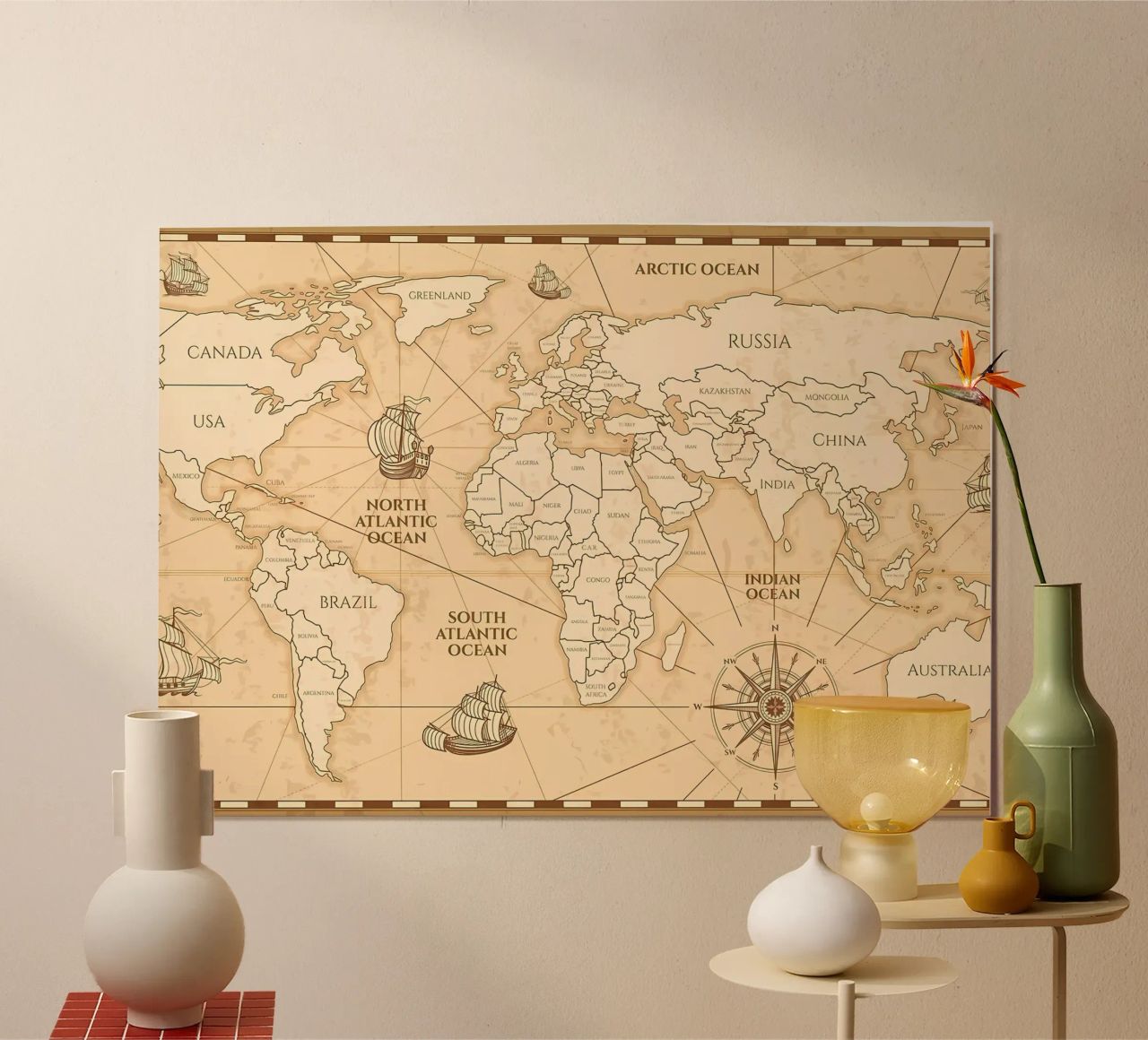 Vintage Map of the World poster by Delaplane