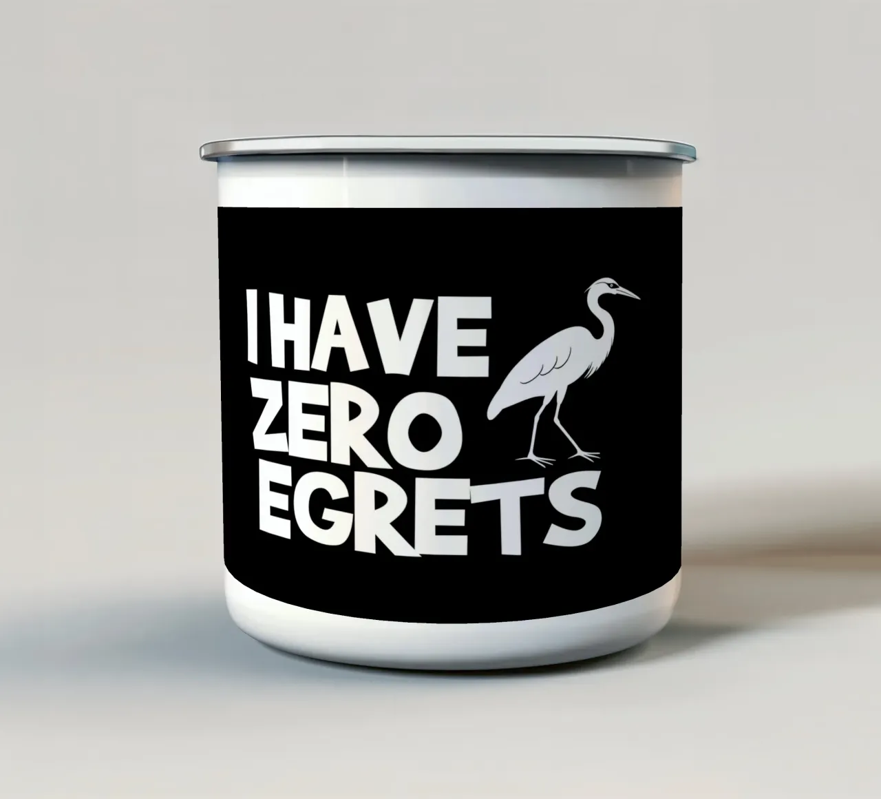 I have zero egrets tazza in smalto da baobabprintstore