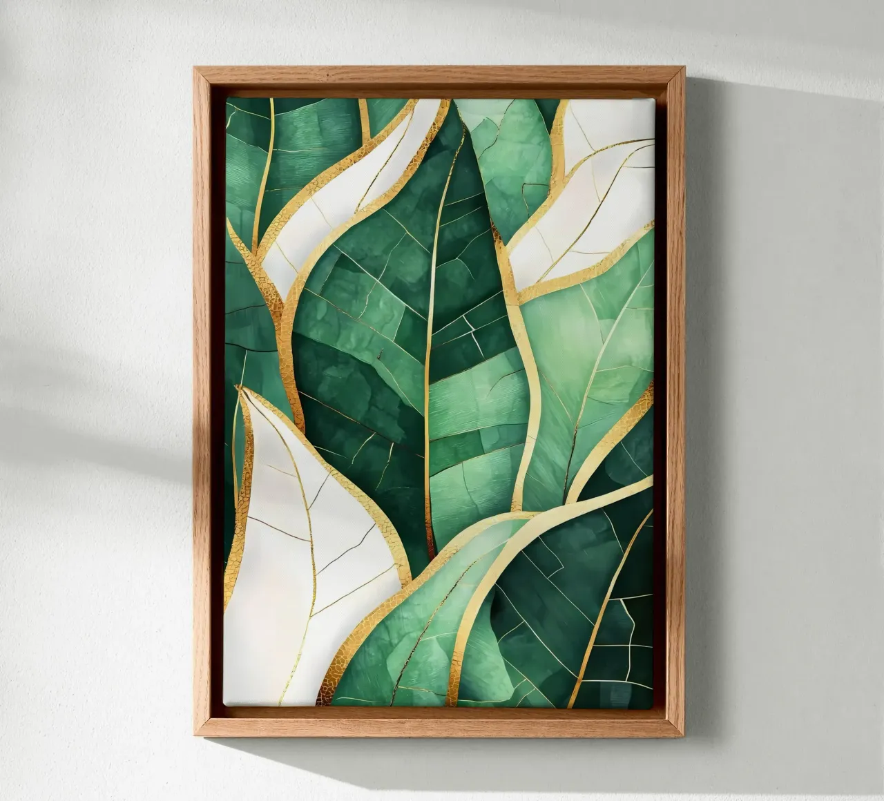 Bladgoud abstracte kunst canvas met Baklijst van Ginnery
