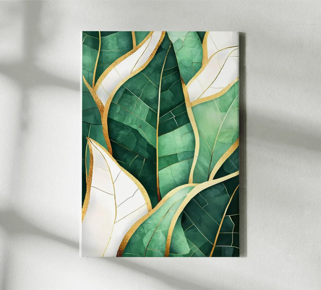 Bladgoud abstracte kunst canvas met Baklijst van Ginnery