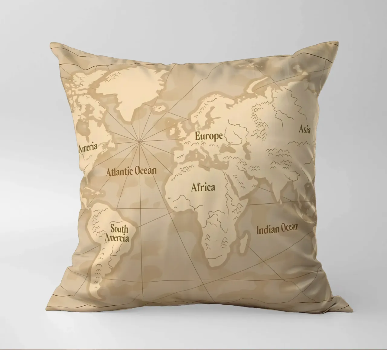 Mappa del mondo d'epoca cuscino da Delaplane