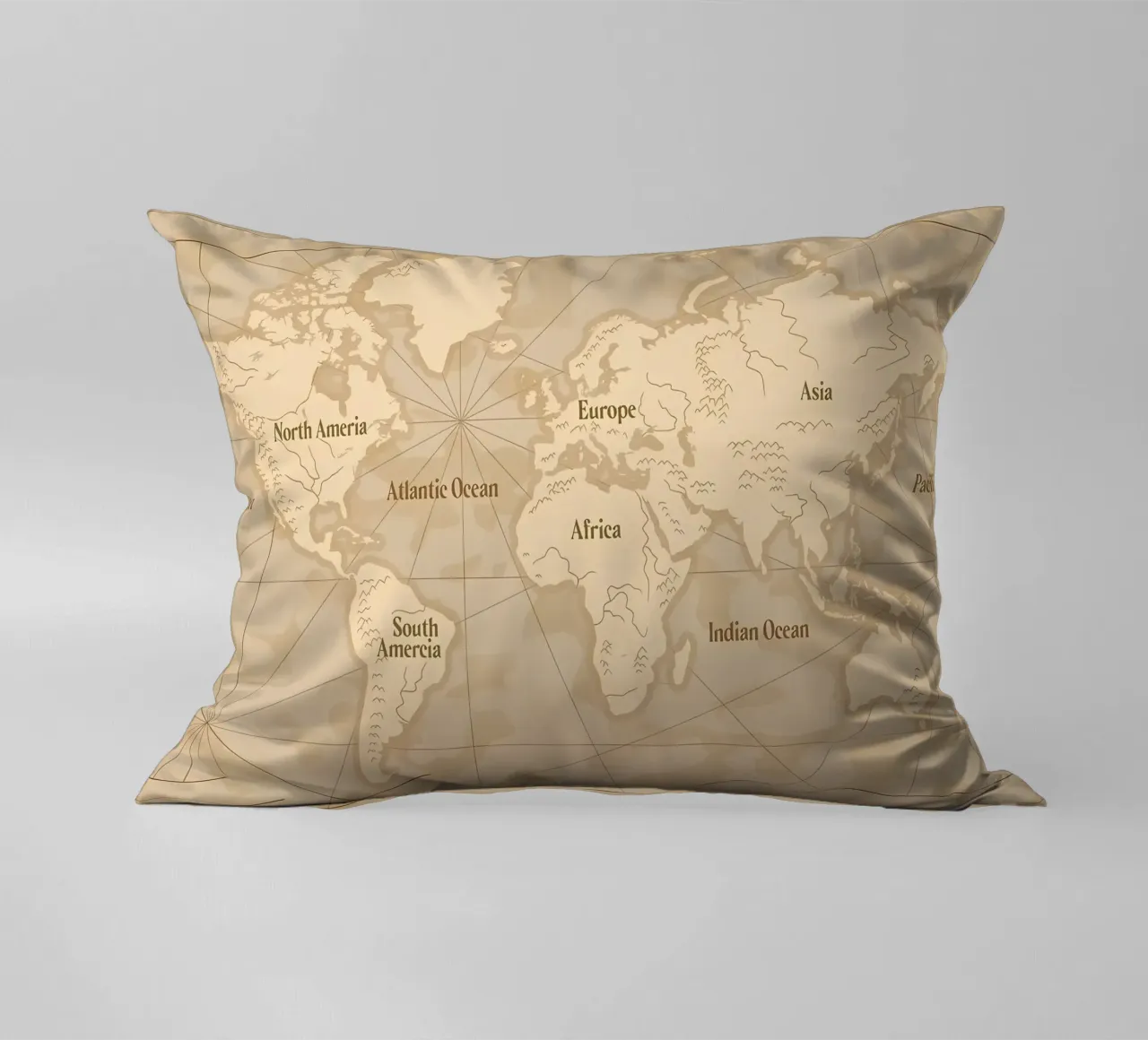 Mappa del mondo d'epoca cuscino da Delaplane