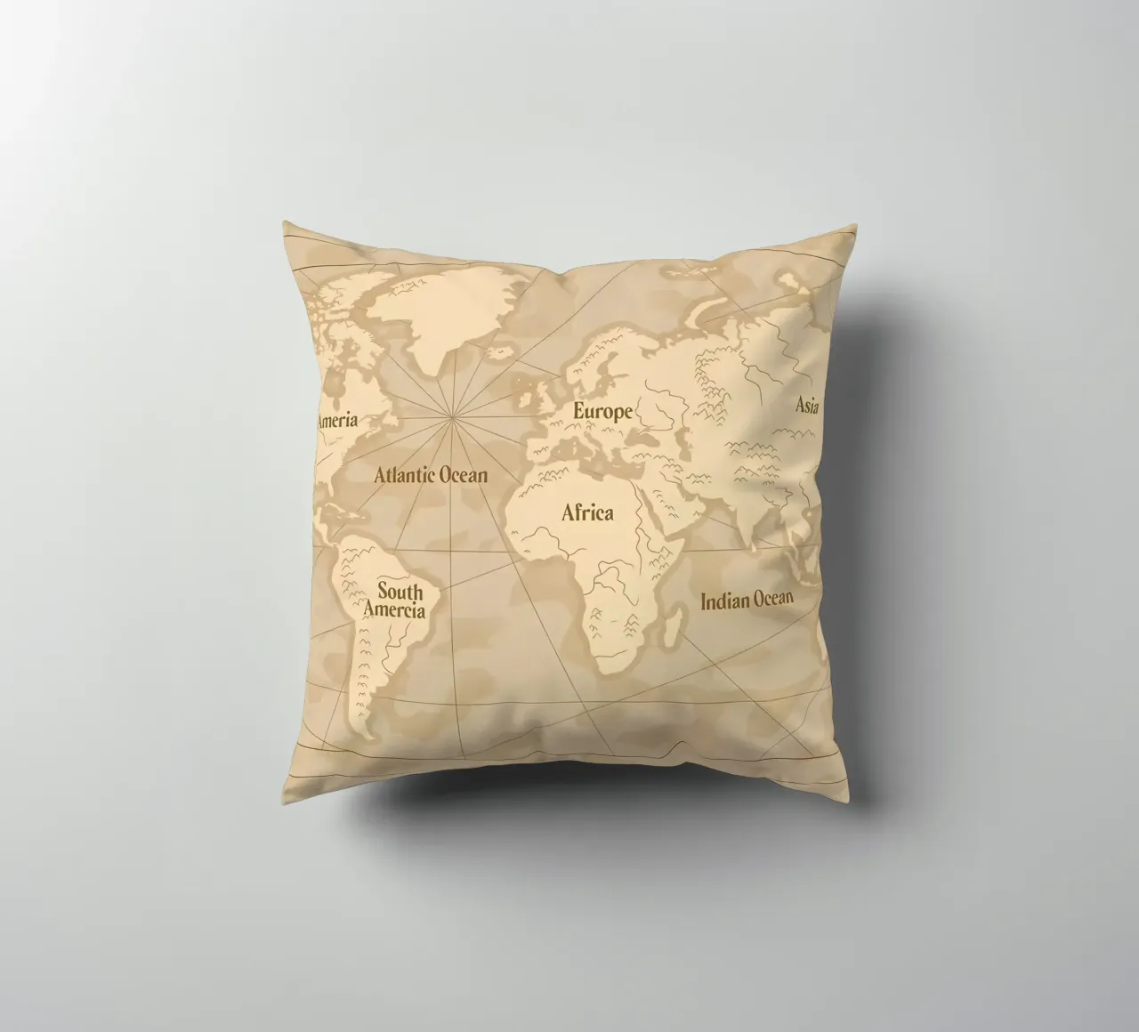 Mappa del mondo d'epoca cuscino da Delaplane