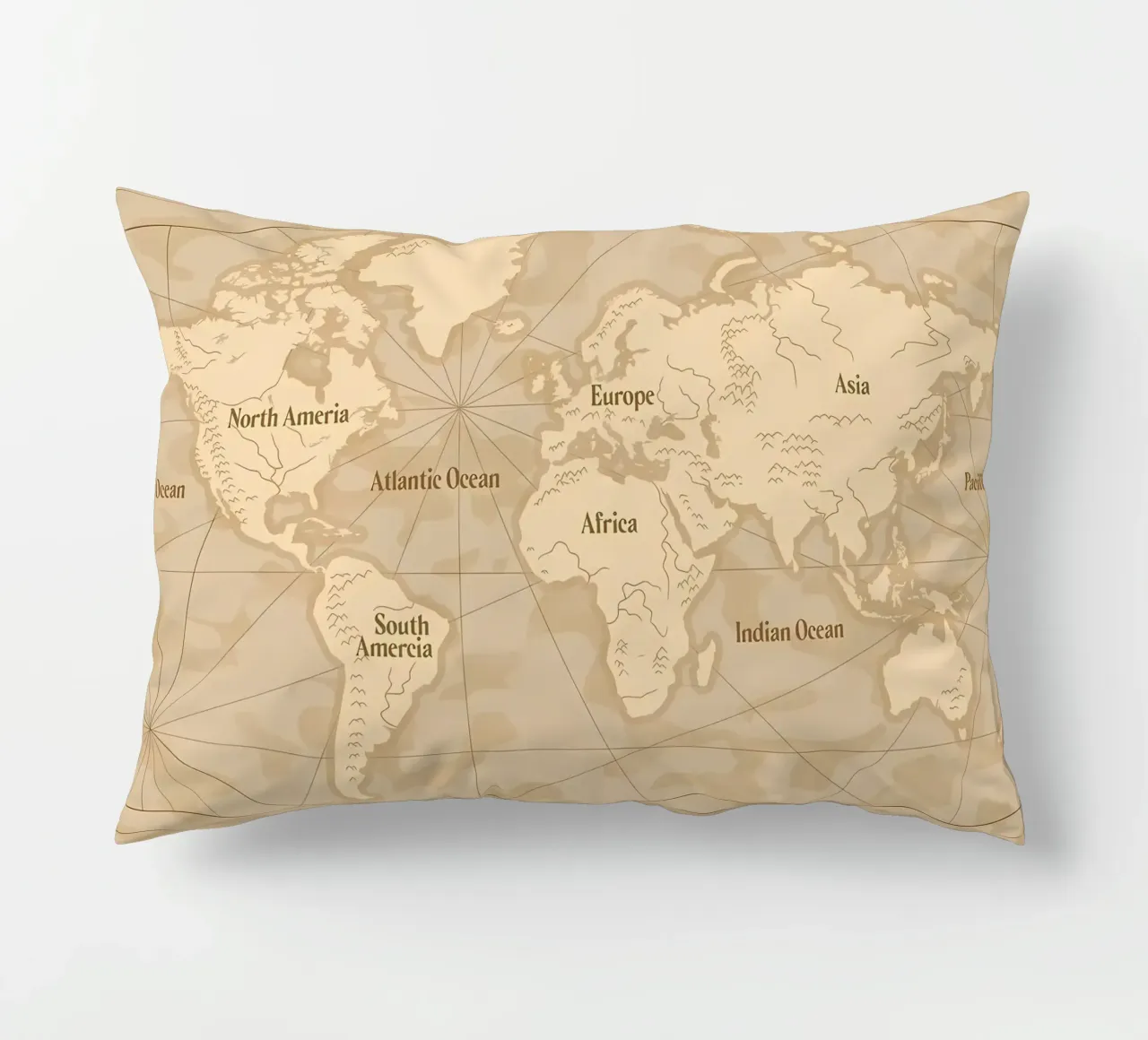 Mappa del mondo d'epoca cuscino da Delaplane