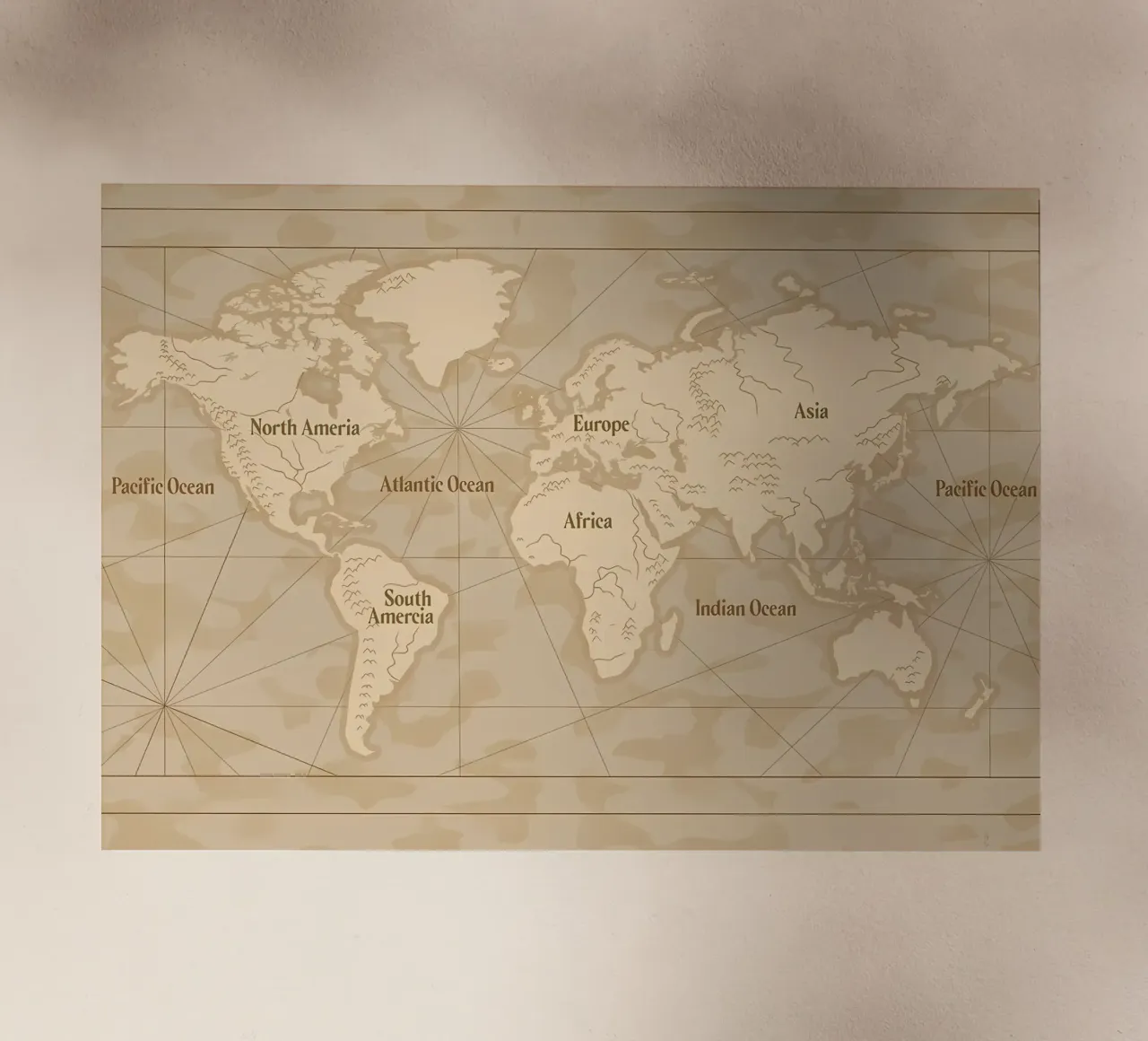Mappa del mondo d'epoca pellicola backlit da Delaplane