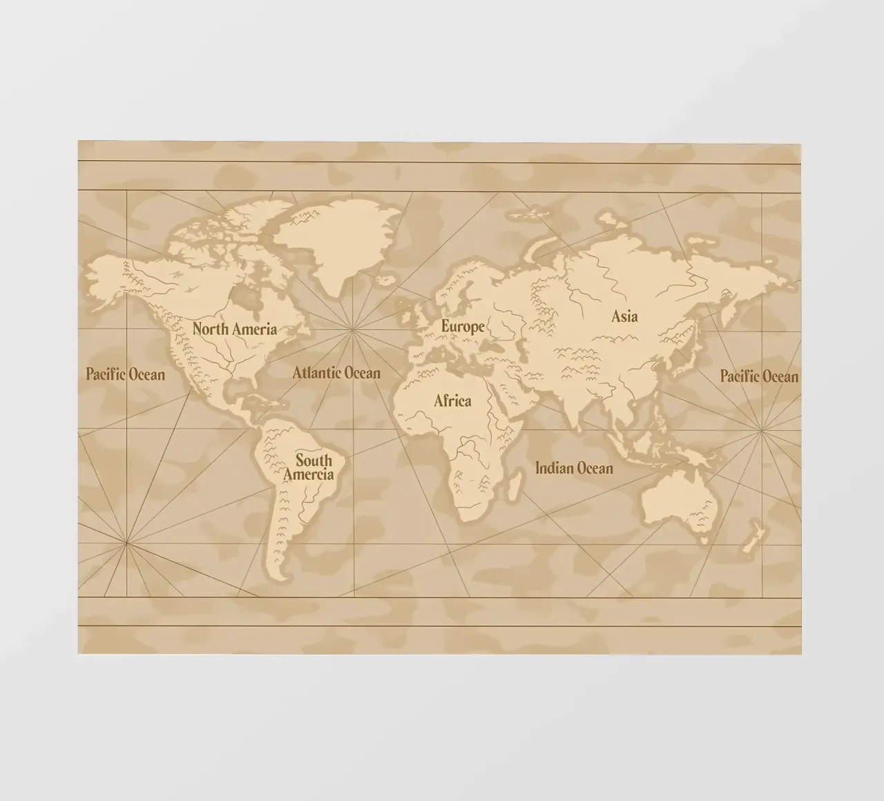 Mappa del mondo d'epoca pellicola backlit da Delaplane