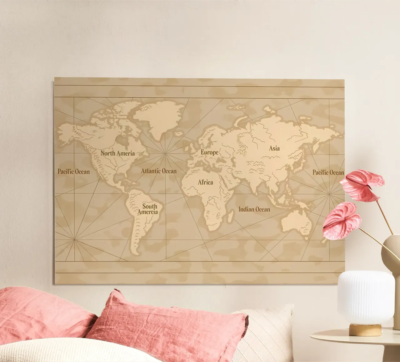 Mappa del mondo d'epoca carta hahnemühle da Delaplane
