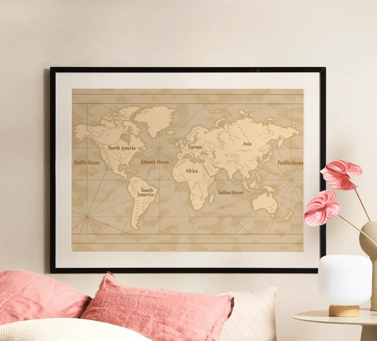 Mappa del mondo d'epoca carta hahnemühle da Delaplane