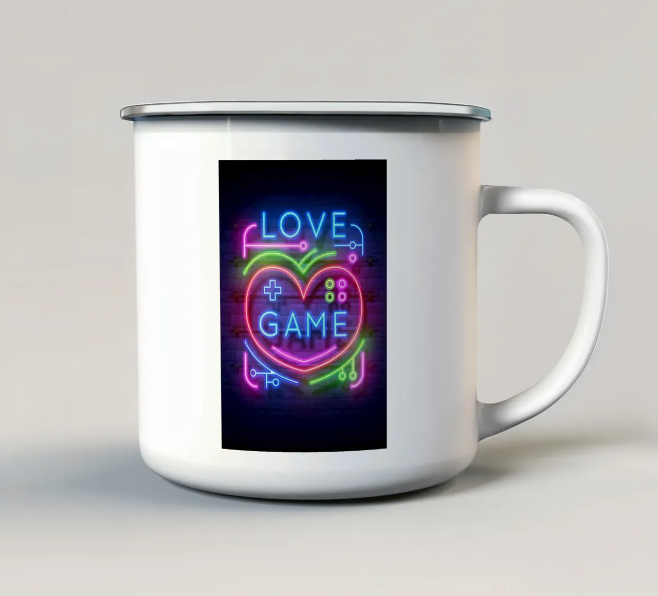 Gioco d'amore al neon tazza in smalto da Delaplane