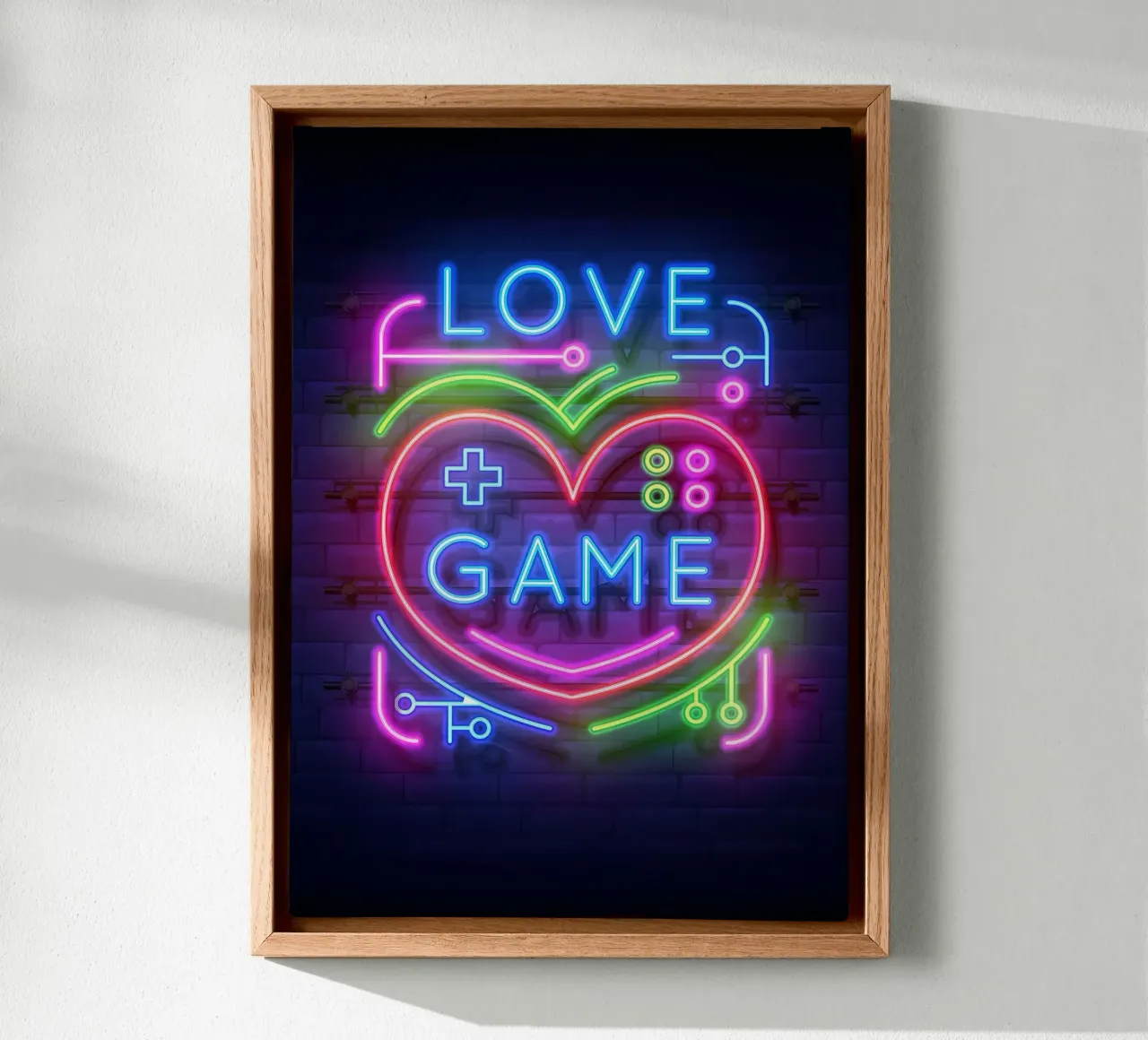 Love Game Neon canvas with Floater frame by Delaplane