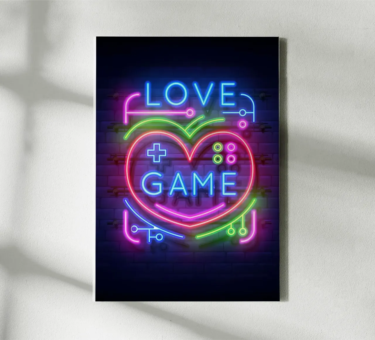 Love Game Neon canvas with Floater frame by Delaplane