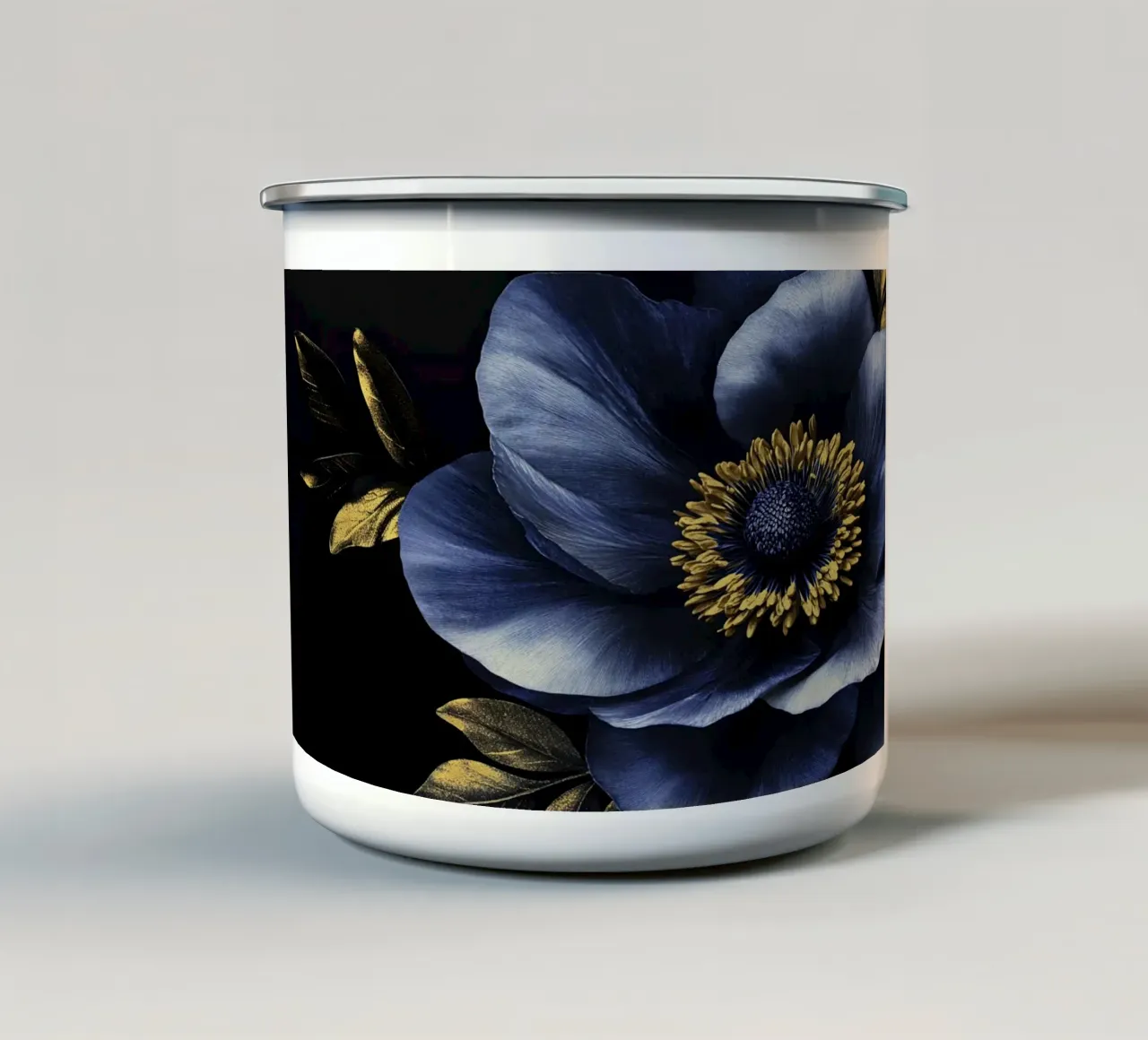 Elegante Midnight Floral Elegance emaille mok van Modern Muse