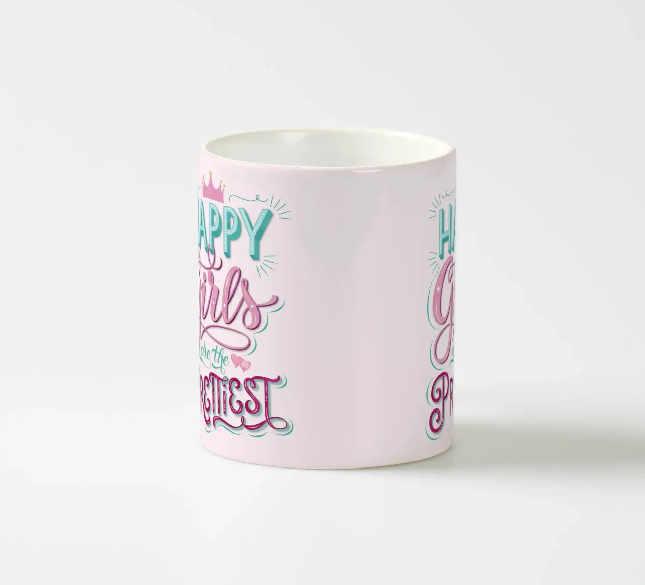 Le ragazze felici sono le più belle. Scrittura a mano di Coole tazza in ceramica da CalliLetters