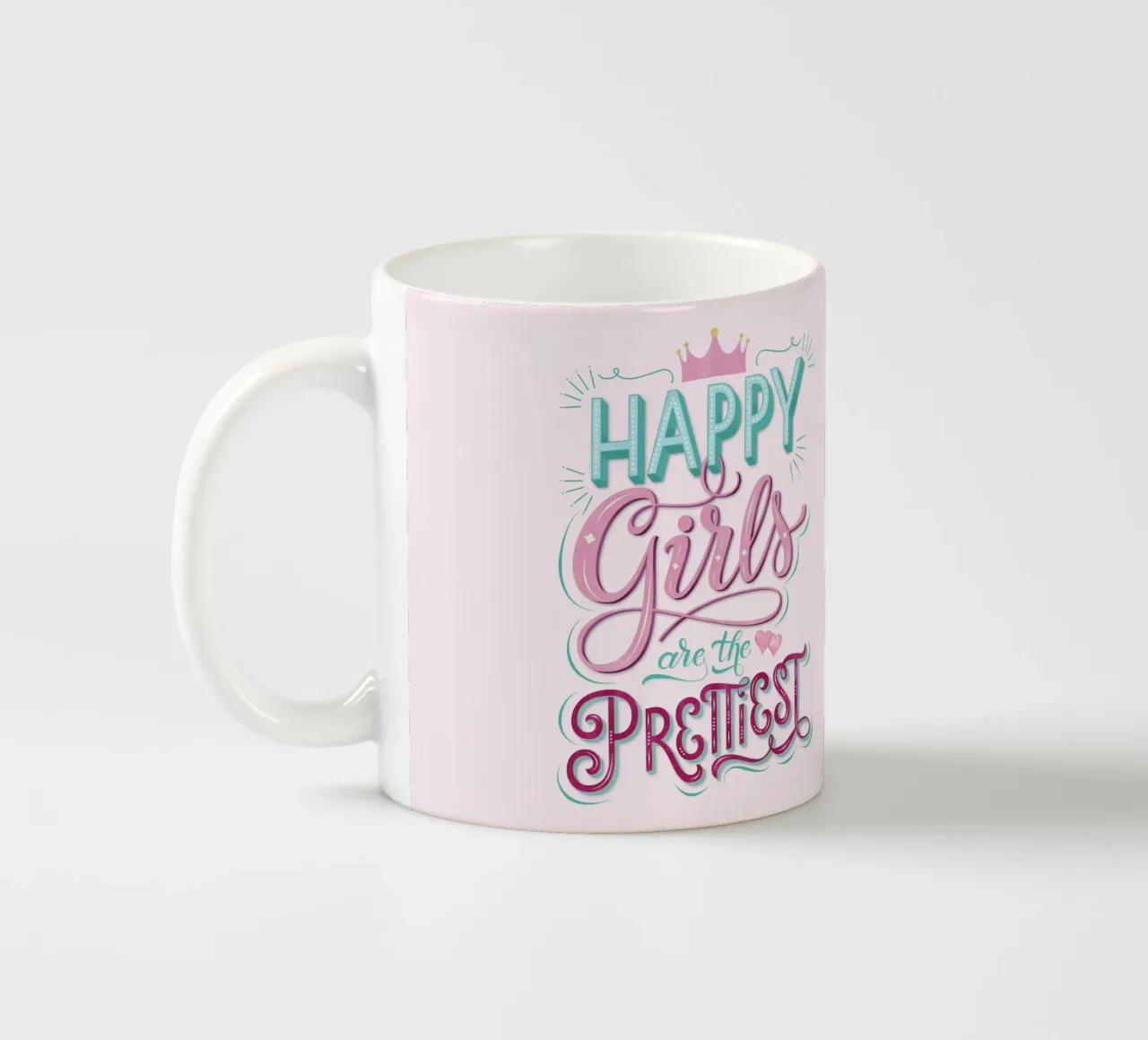 Le ragazze felici sono le più belle. Scrittura a mano di Coole tazza in ceramica da CalliLetters