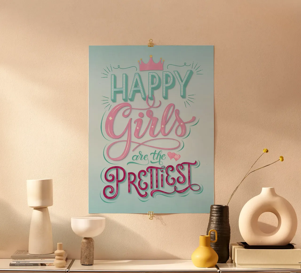 Le ragazze felici sono le più belle. Scrittura a mano di Coole poster da CalliLetters