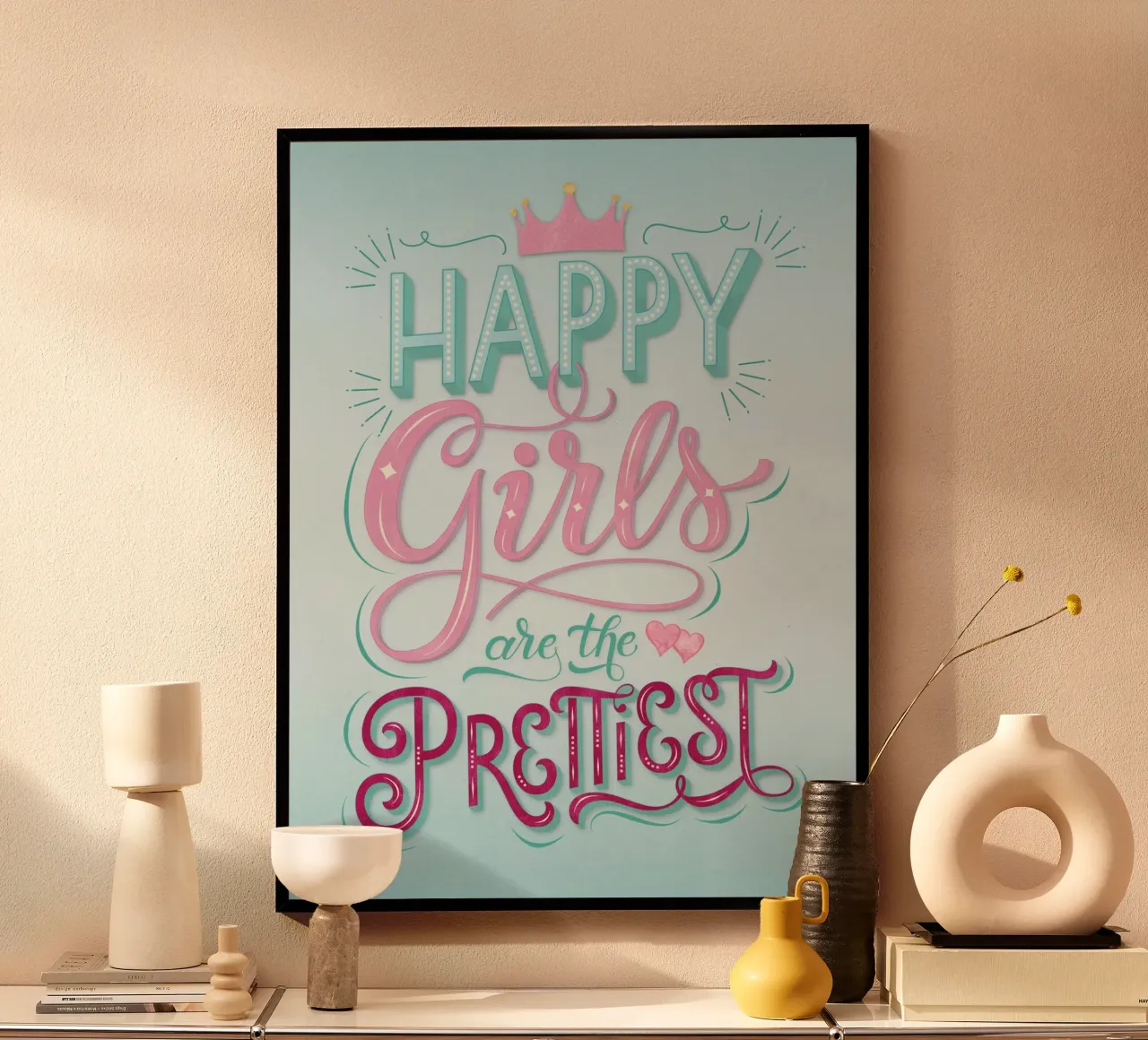 Le ragazze felici sono le più belle. Scrittura a mano di Coole poster da CalliLetters
