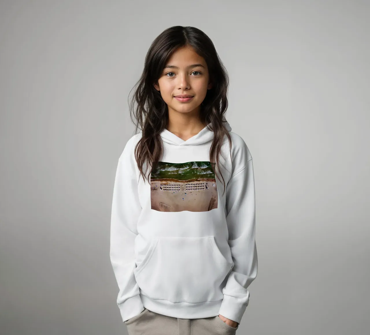 Green Seas kids hoodie by Framative